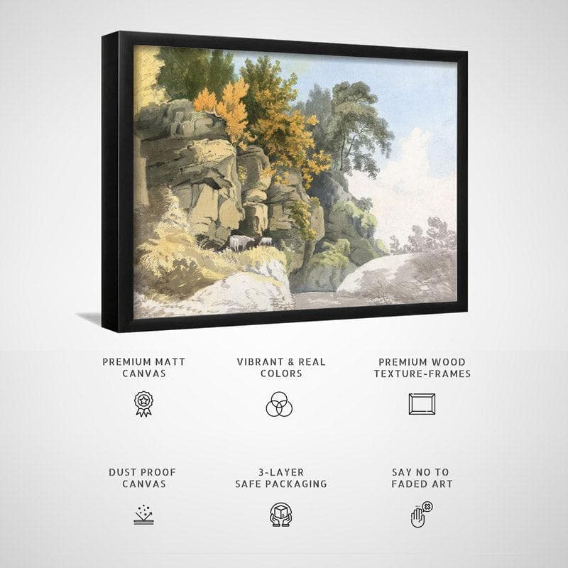 Wall Art & Paintings - Stream In The Woods Wall Painting - Black Frame