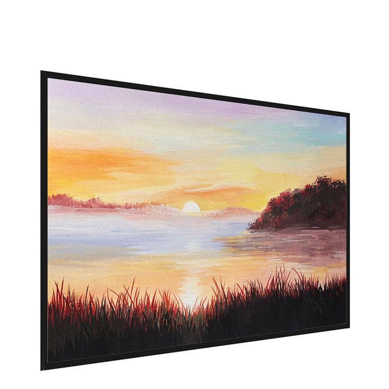 Wall Art & Paintings - Sunrise By Lake Wall Painting - Black Frame