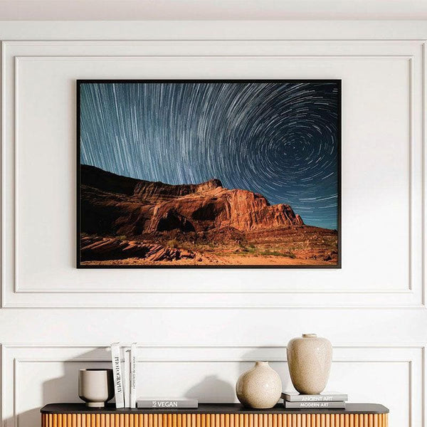 Wall Art & Paintings - Swirling Stars In the Night Wall Painting - Black Frame