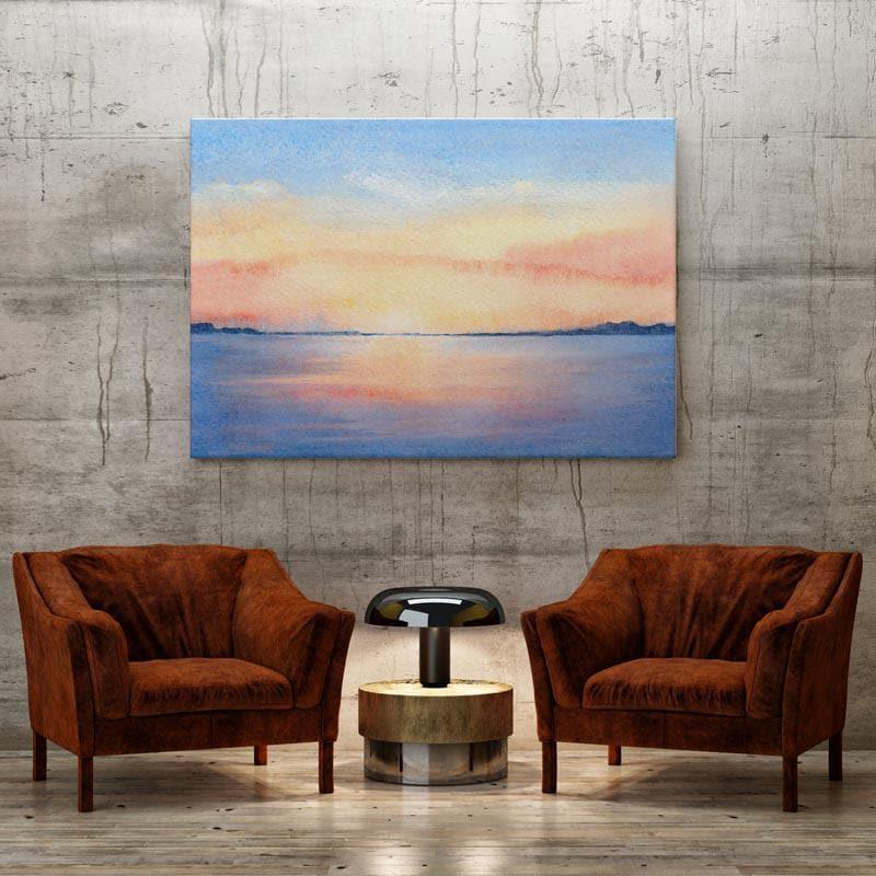 Wall Art & Paintings - The Beach & The Sunset Wall Painting - Gallery Wrap