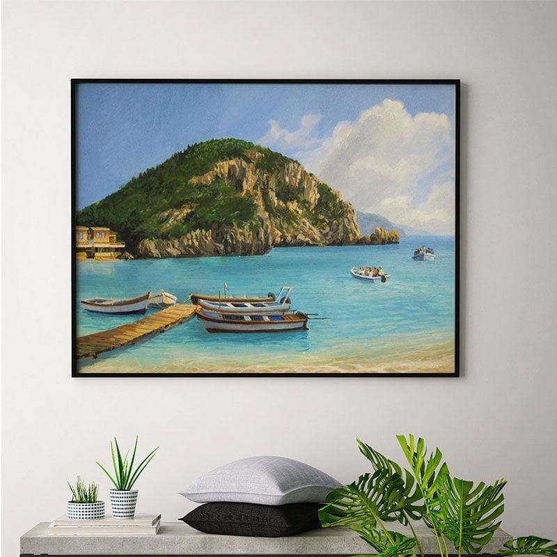 Wall Art & Paintings - The Boats Wall Painting - Black Frame