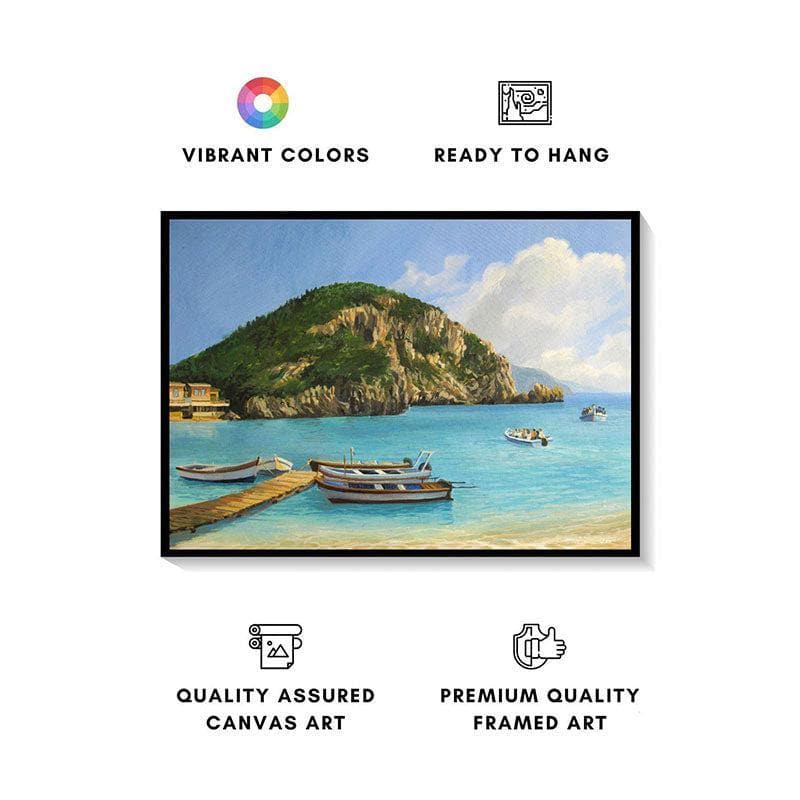 Buy The Boats Wall Painting - Black Frame Wall Art & Paintings from Vaaree