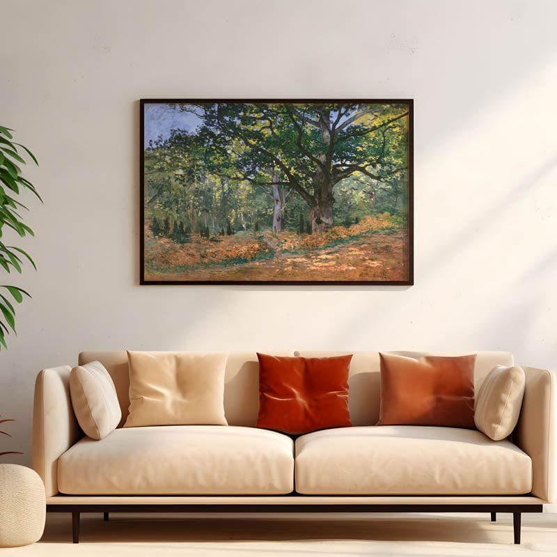 Wall Art & Paintings - The Bodmer Oak, Fontainebleau Forest By Claude Monet - Black Frame