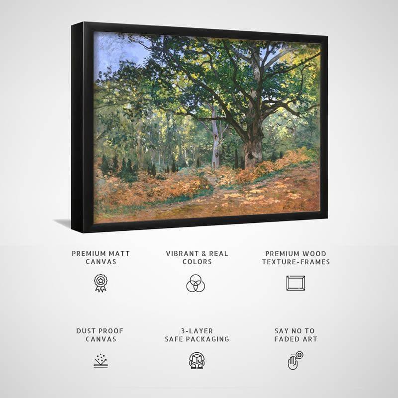 Wall Art & Paintings - The Bodmer Oak, Fontainebleau Forest By Claude Monet - Black Frame