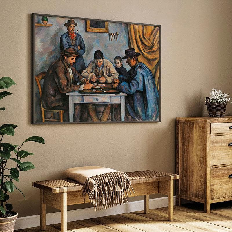 Wall Art & Paintings - The Card Players Painting By Paul Cezanne - Black Frame