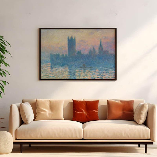 Wall Art & Paintings - The Houses Of Parliament Sunset By Claude Monet - Black Frame