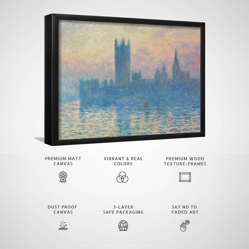 Wall Art & Paintings - The Houses Of Parliament Sunset By Claude Monet - Black Frame