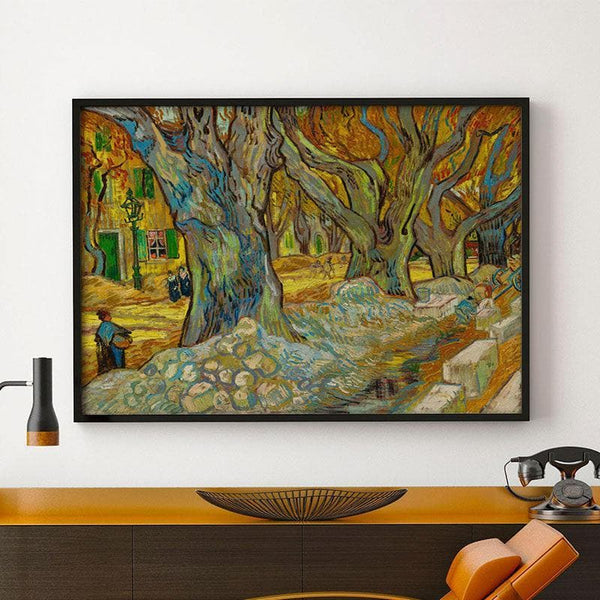Buy Wall Art & Paintings - The Large Trees Wall Painting By Vincent Van Gogh - Black Frame at Vaaree online