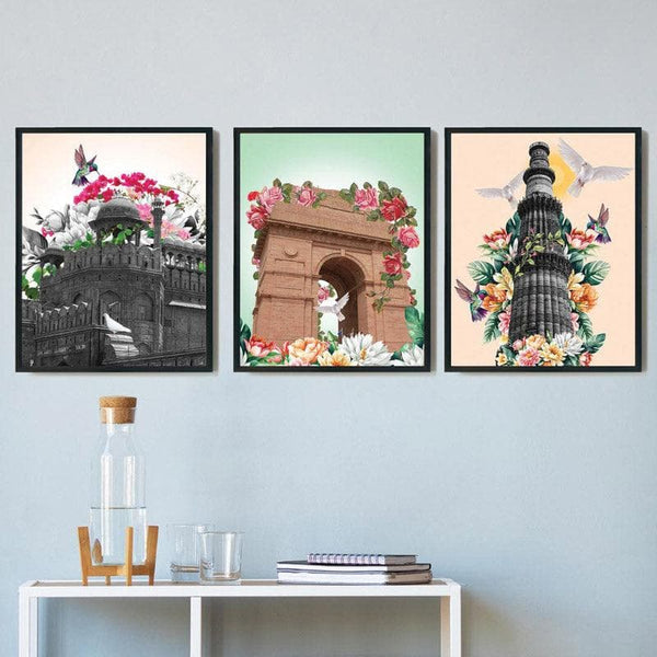 Buy Wall Art & Paintings - The Marvellous Heritage Framed Wall Painting - Set Of Three at Vaaree online