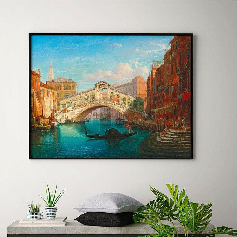 Wall Art & Paintings - The Rialto Bridge Wall Painting - Black Frame