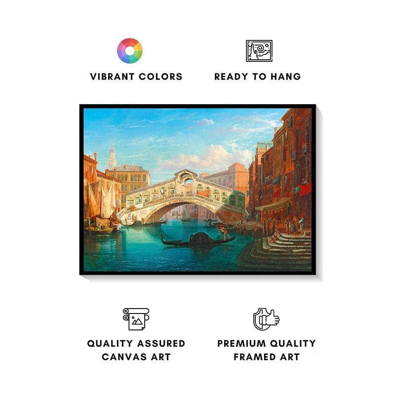 Wall Art & Paintings - The Rialto Bridge Wall Painting - Black Frame