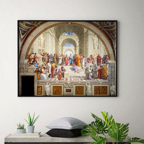 Wall Art & Paintings - The School Of Athens Canvas Painting By Raphael - Black Frame