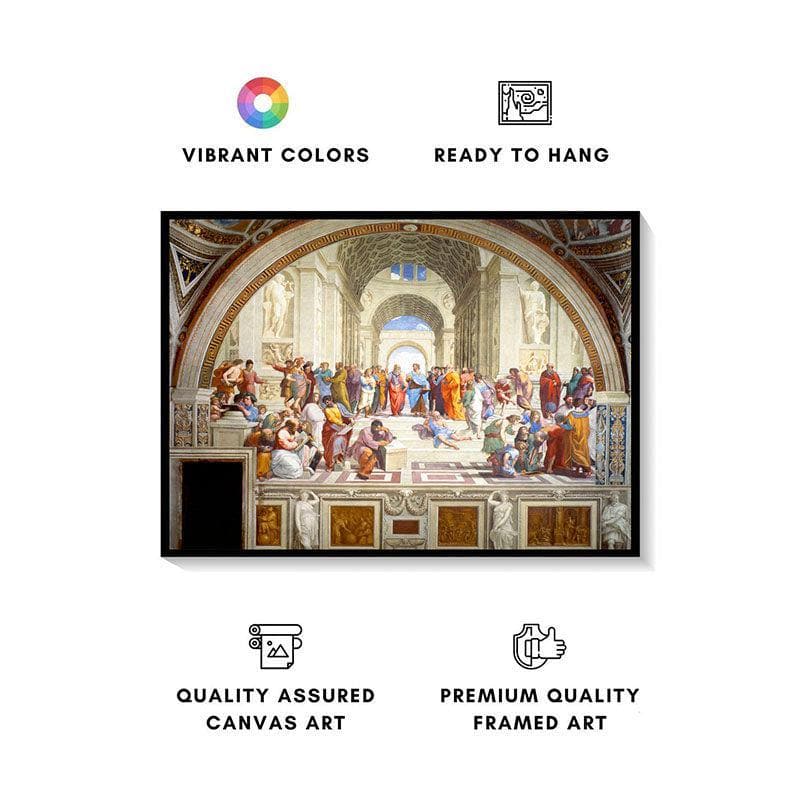 Wall Art & Paintings - The School Of Athens Canvas Painting By Raphael - Black Frame