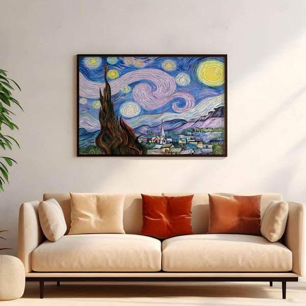 Wall Art & Paintings - The Starry Night Remix II By Vincent Van Gogh - Black Frame