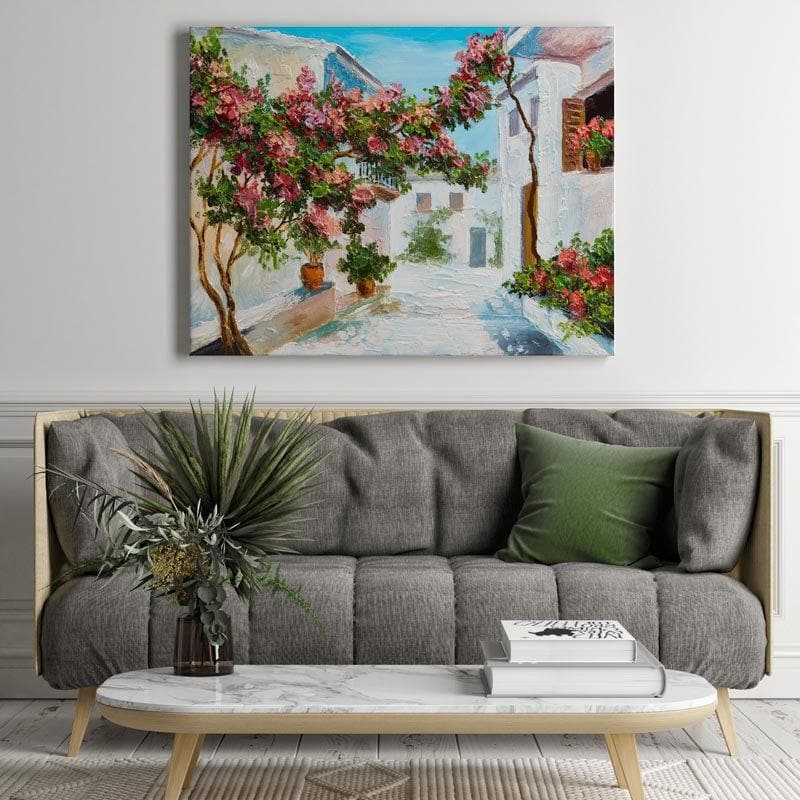 Buy The Streets Of Santorini Wall Painting - Gallery Wrap Wall Art & Paintings from Vaaree