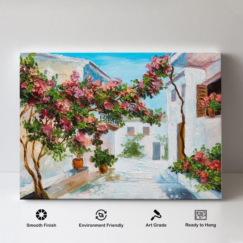 Buy The Streets Of Santorini Wall Painting - Gallery Wrap Wall Art & Paintings from Vaaree