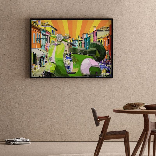 Wall Art & Paintings - The Vespa Wall Painting - Black Frame