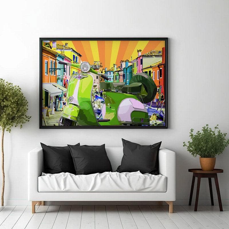 Wall Art & Paintings - The Vespa Wall Painting - Black Frame