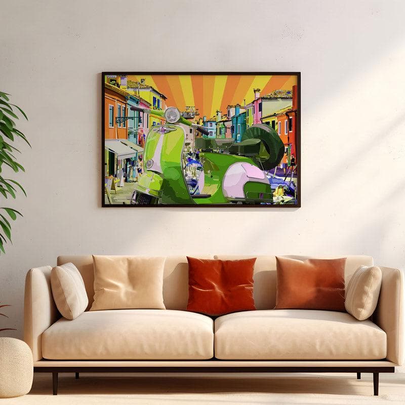 Wall Art & Paintings - The Vespa Wall Painting - Black Frame