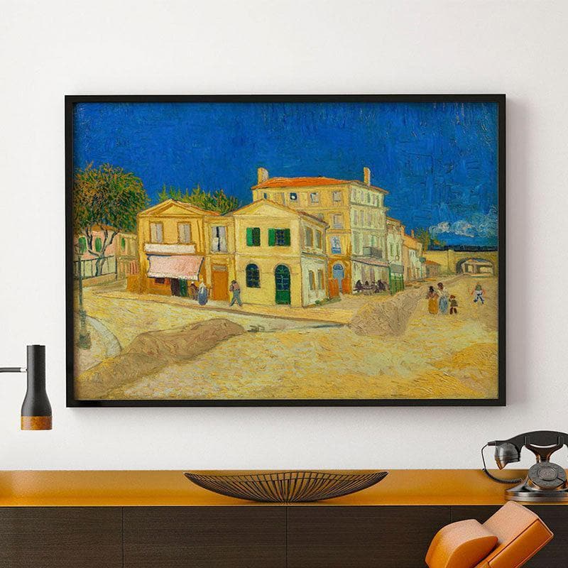 Wall Art & Paintings - The Yellow House Canvas Painting By Vincent Van Gogh - Black Frame