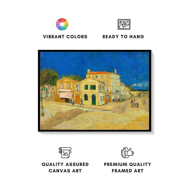 Wall Art & Paintings - The Yellow House Canvas Painting By Vincent Van Gogh - Black Frame