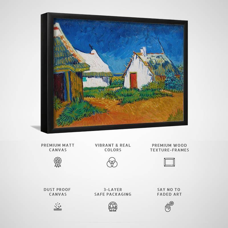 Buy Three White Cottages In Saintes Maries 1888 By Vincent Van Gogh - Black Frame Wall Art & Paintings from Vaaree