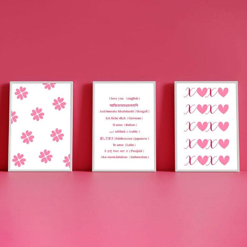 Buy Ti Amo Wall Art (Pink) - Set Of Three Wall Art & Paintings from Vaaree