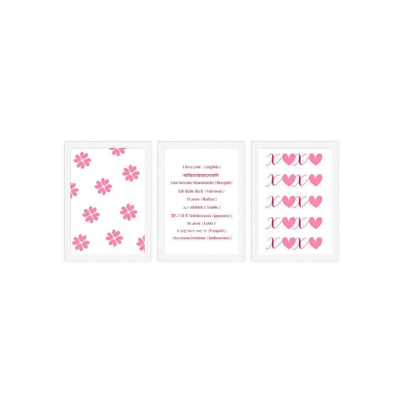 Buy Ti Amo Wall Art (Pink) - Set Of Three Wall Art & Paintings from Vaaree