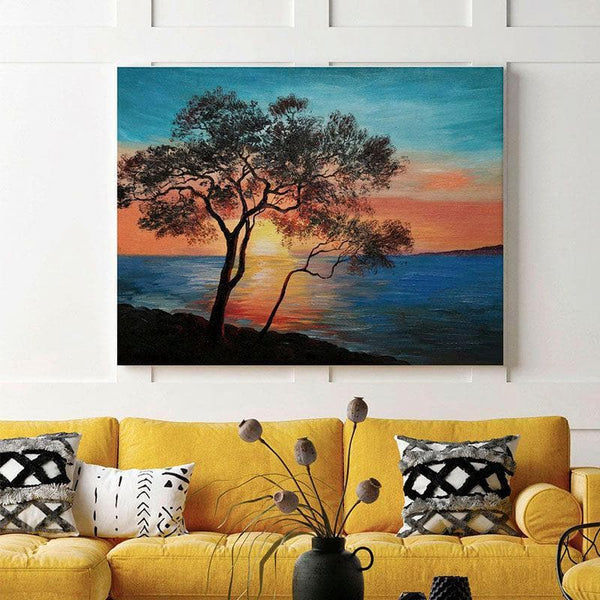 Wall Art & Paintings - Tree By The Lake Wall Painting - Gallery Wrap