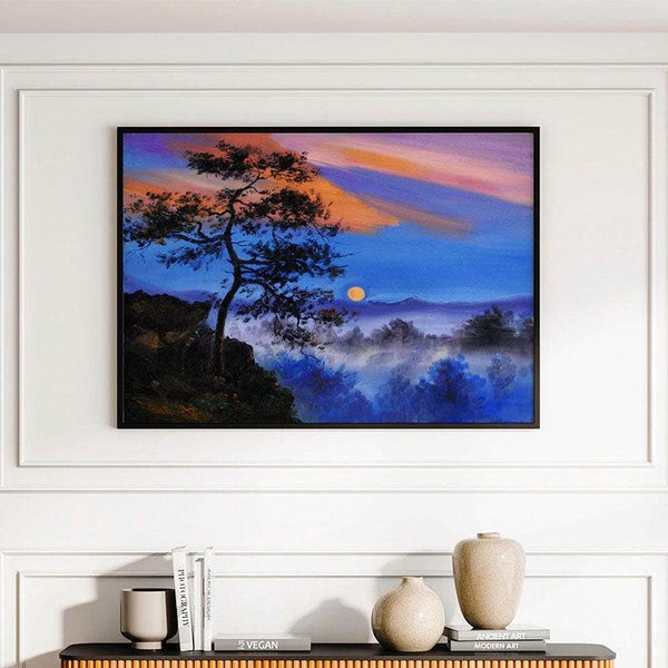 Wall Art & Paintings - Tree On The Mountain Wall Painting - Black Frame