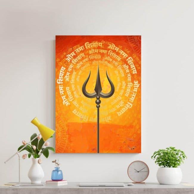 Wall Art & Paintings - Trishool Mantra Wall Painting