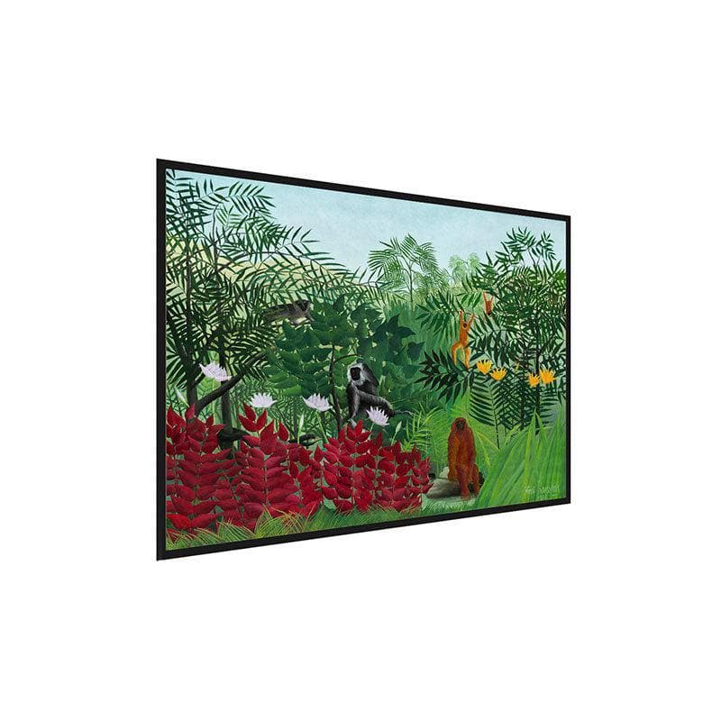 Wall Art & Paintings - Tropical Forest With Monkeys Canvas Painting By Henri Rousseau - Black Frame