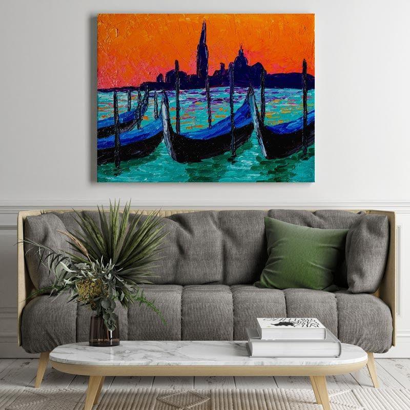 Wall Art & Paintings - Venetian landscape at sunset Painting - Arina Iastrebova - Gallery Wrap