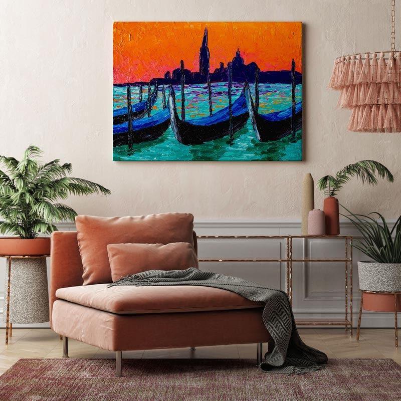 Wall Art & Paintings - Venetian landscape at sunset Painting - Arina Iastrebova - Gallery Wrap