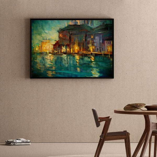 Wall Art & Paintings - Venice Wonder Night Landscape Wall Painting - Black Frame