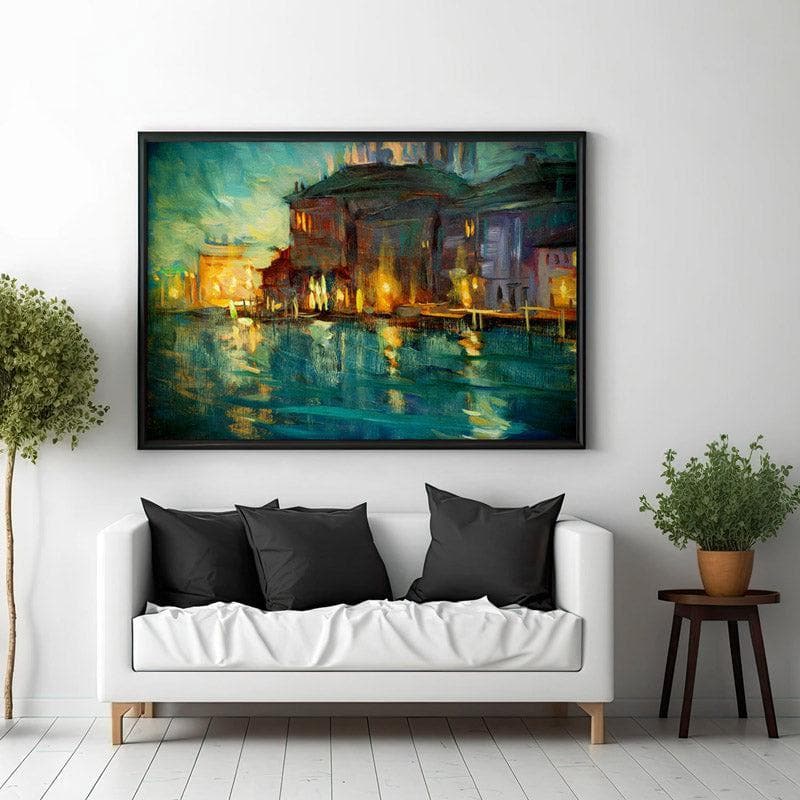 Wall Art & Paintings - Venice Wonder Night Landscape Wall Painting - Black Frame