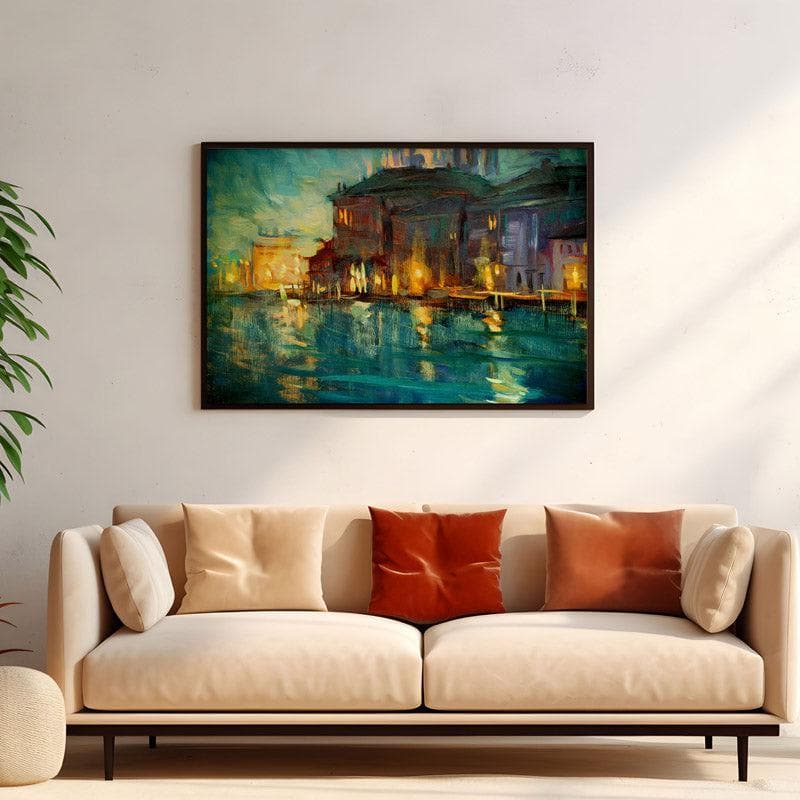 Wall Art & Paintings - Venice Wonder Night Landscape Wall Painting - Black Frame