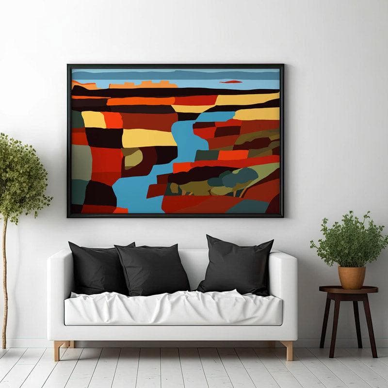 Wall Art & Paintings - Vibrant Plains Wall Painting - Black Frame