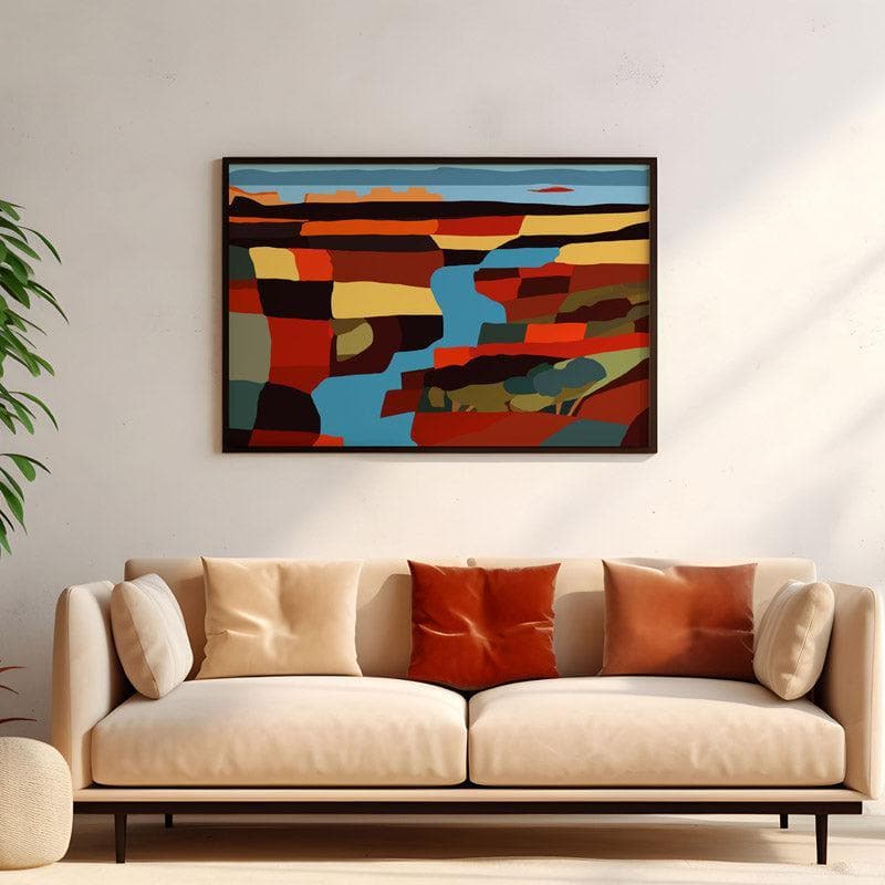 Wall Art & Paintings - Vibrant Plains Wall Painting - Black Frame