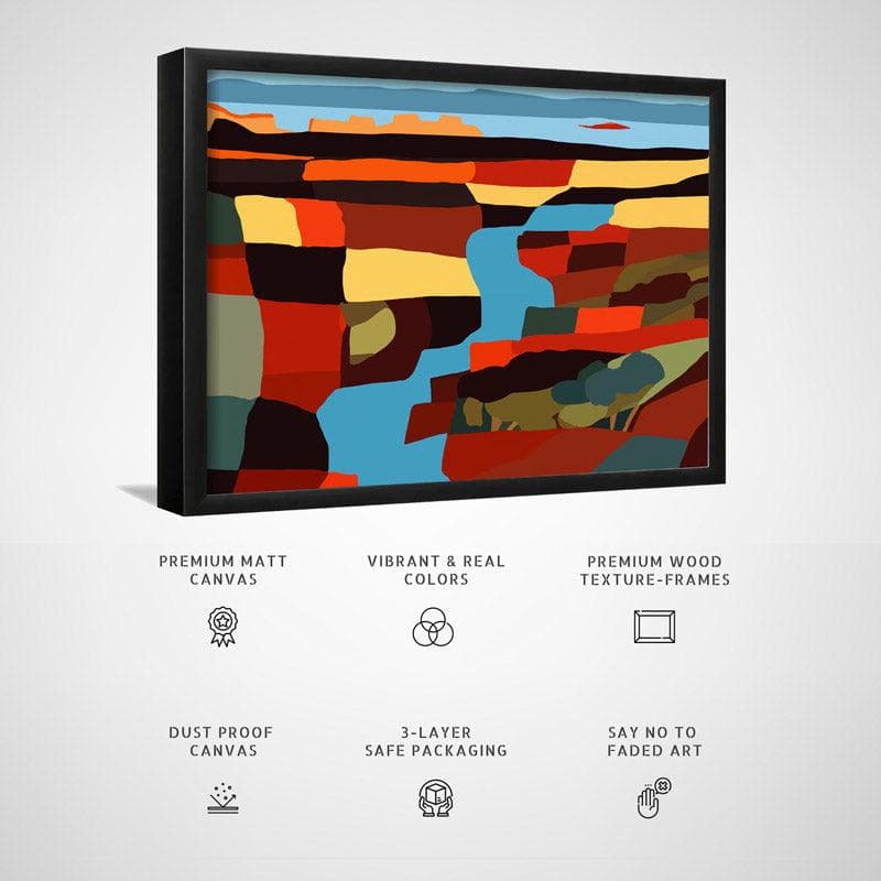 Wall Art & Paintings - Vibrant Plains Wall Painting - Black Frame