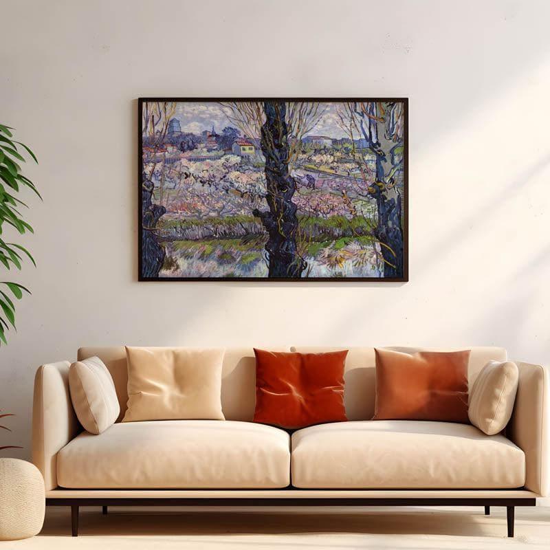 Wall Art & Paintings - View Of Arles Flowering Orchards By Vincent Van Gogh - Black Frame