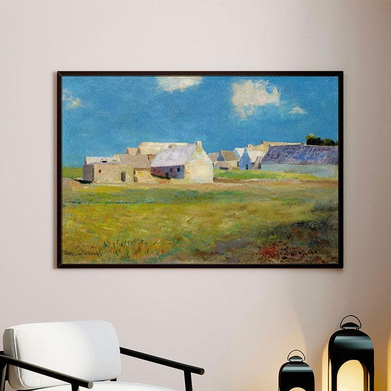 Wall Art & Paintings - Village Side Wall Painting - Black Frame