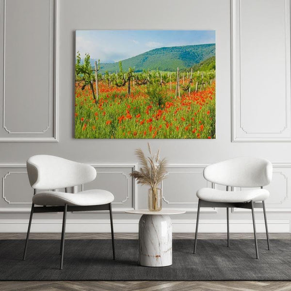 Wall Art & Paintings - Vineyard And Hills Wall Painting - Gallery Wrap