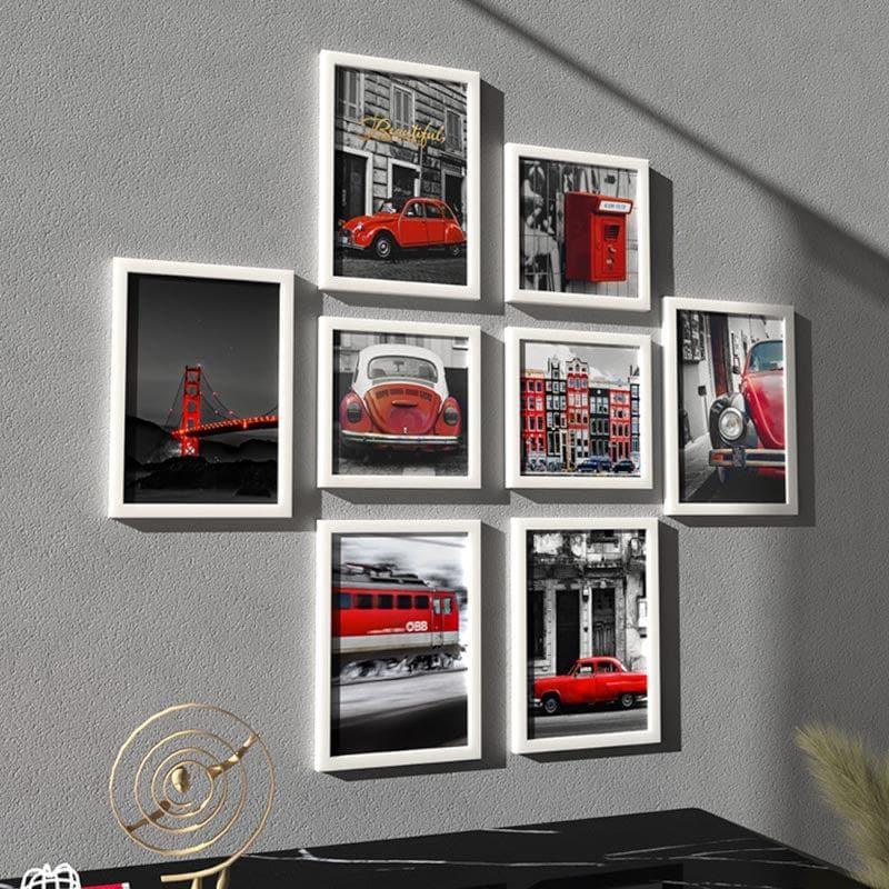 Wall Art & Paintings - Vintage Red Frames Wall Art - Set Of Eight