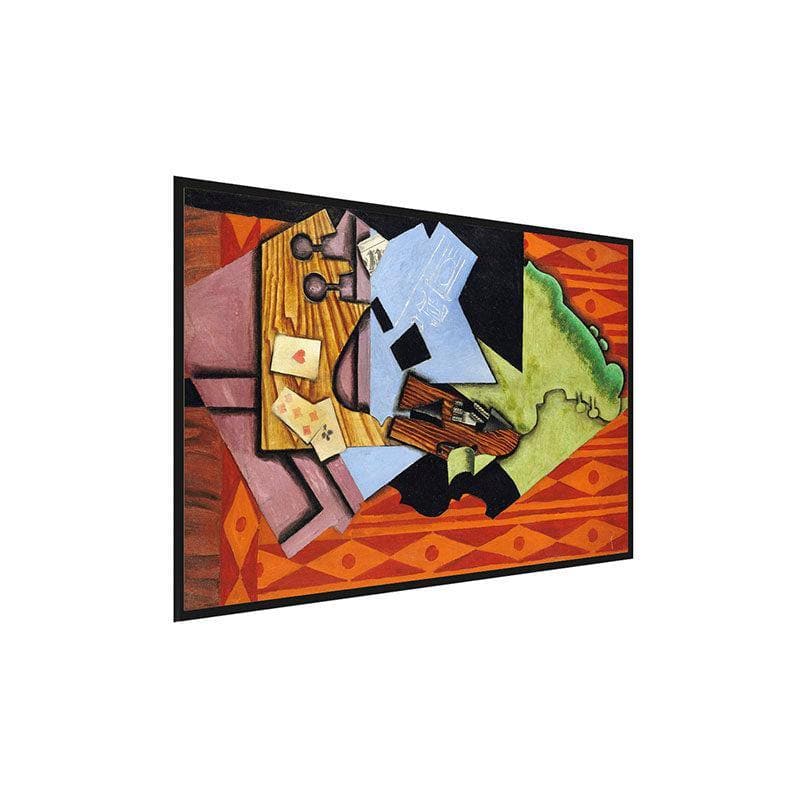 Wall Art & Paintings - Violin And Playing Cards Canvas Painting By Juan Gris - Black Frame