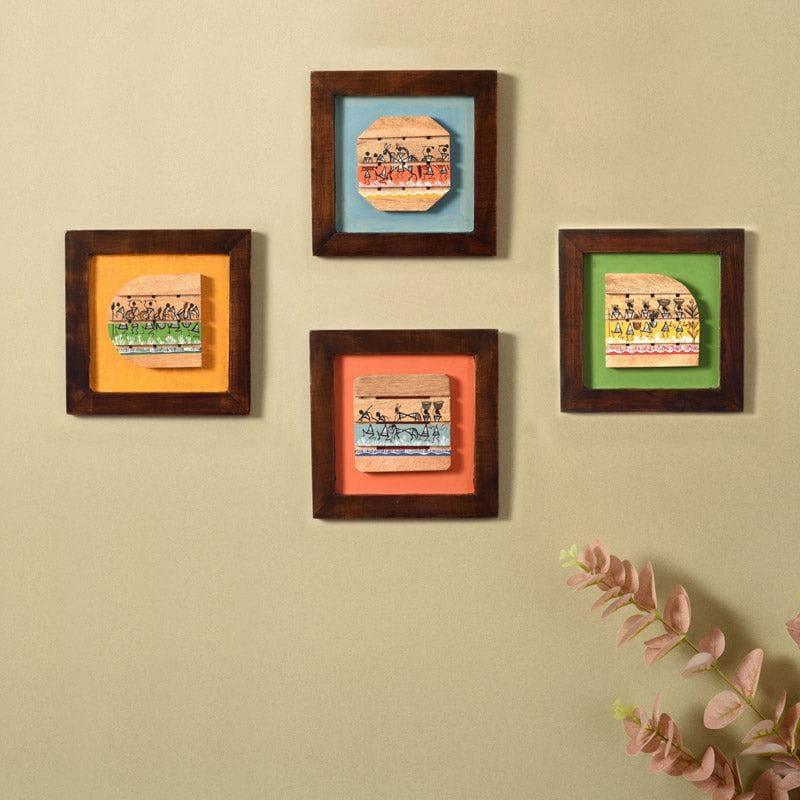 Wall Art & Paintings - Warli Wrap Wall Art - Set Of Four