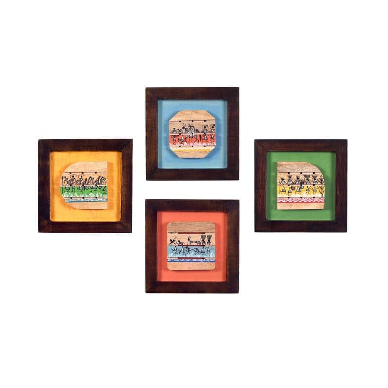 Wall Art & Paintings - Warli Wrap Wall Art - Set Of Four