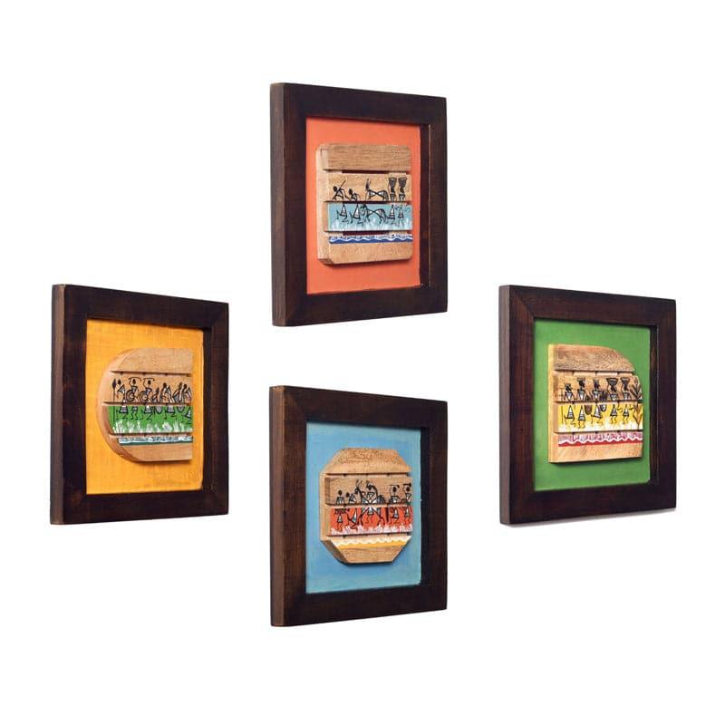 Wall Art & Paintings - Warli Wrap Wall Art - Set Of Four