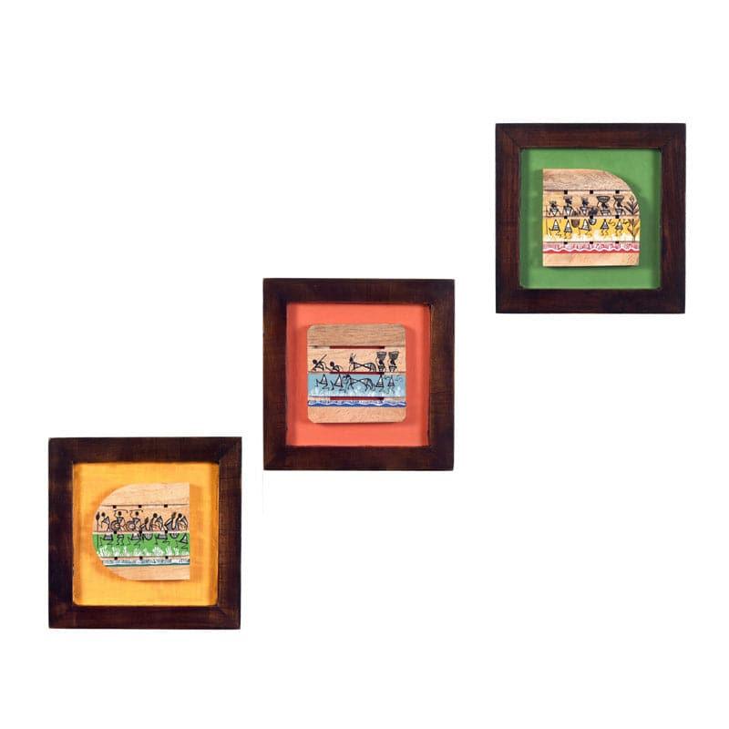 Wall Art & Paintings - Warli Wrap Wall Art - Set Of Three