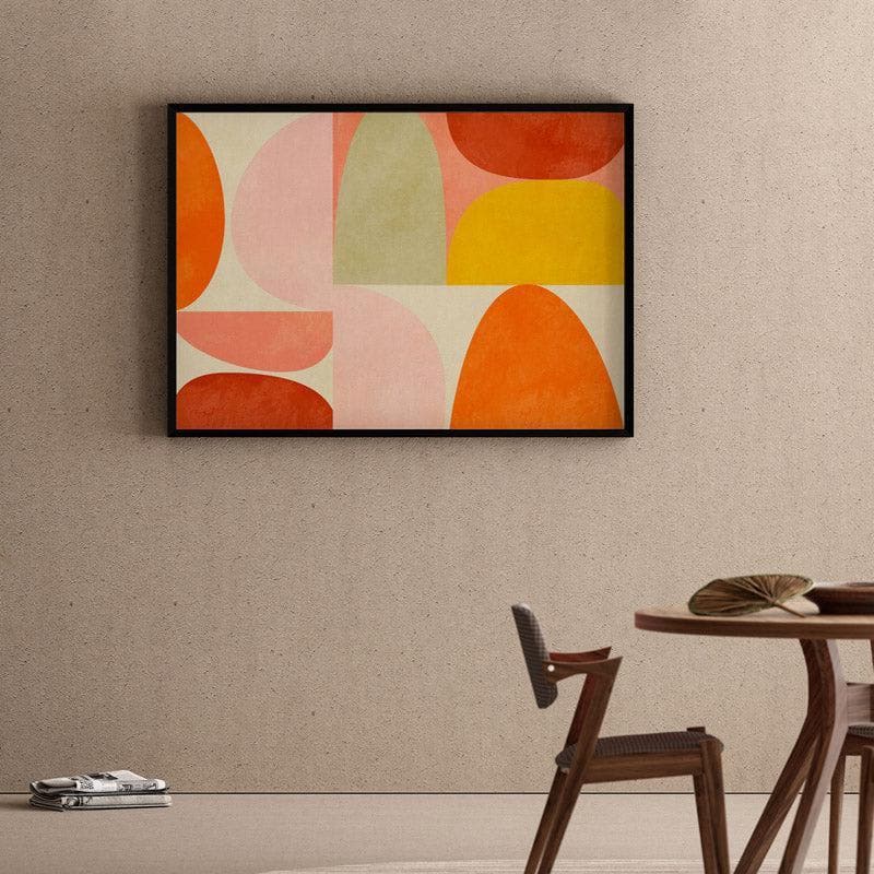 Wall Art & Paintings - Warm Pastel Geometry Wall Painting - Black Frame